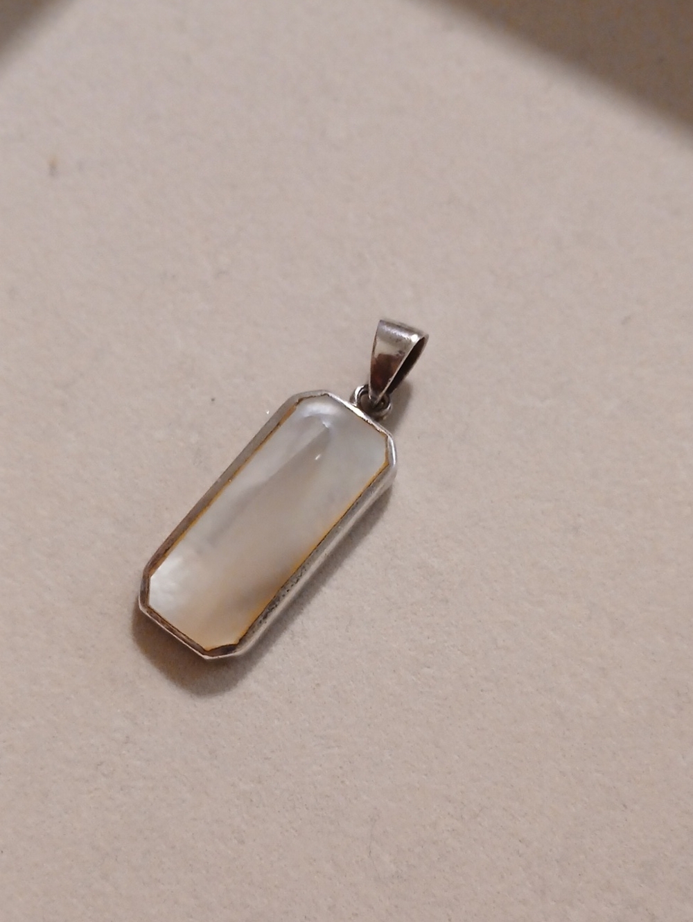 Vintage Sterling Silver White Mother-of-Pearl Pendant